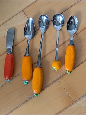 Vtg Shafford Ceramic Handle Utensils